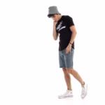 ⁦تيشرت رجالي نص كم حوض قطن  - اسود⁩ - الصورة ⁦7⁩