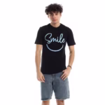 تيشرت رجالي نص كم حوض قطن  - اسود