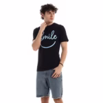 ⁦تيشرت رجالي نص كم حوض قطن  - اسود⁩ - الصورة ⁦2⁩