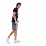 ⁦تيشرت رجالي نص كم حوض قطن  - اسود⁩ - الصورة ⁦4⁩