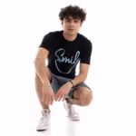 ⁦تيشرت رجالي نص كم حوض قطن  - اسود⁩ - الصورة ⁦5⁩