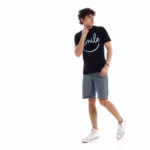 ⁦تيشرت رجالي نص كم حوض قطن  - اسود⁩ - الصورة ⁦6⁩