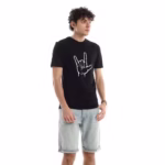 ⁦تيشرت رجالي نص كم حوض قطن  - اسود⁩ - الصورة ⁦7⁩