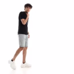 ⁦تيشرت رجالي نص كم حوض قطن  - اسود⁩ - الصورة ⁦4⁩