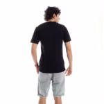 ⁦تيشرت رجالي نص كم حوض قطن  - اسود⁩ - الصورة ⁦5⁩