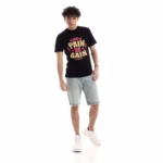 ⁦تيشرت رجالي نص كم حوض قطن  - اسود⁩ - الصورة ⁦4⁩