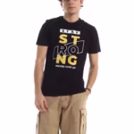 تيشرت رجالي نص كم حوض قطن  - اسود