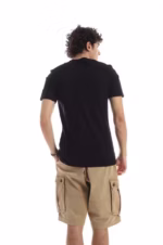 ⁦تيشرت رجالي نص كم حوض قطن  - اسود⁩ - الصورة ⁦4⁩