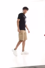 ⁦تيشرت رجالي نص كم حوض قطن  - اسود⁩ - الصورة ⁦7⁩