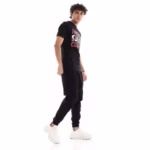 ⁦تيشرت رجالي نص كم حوض قطن  - اسود⁩ - الصورة ⁦4⁩