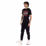 ⁦تيشرت رجالي نص كم حوض قطن  - اسود⁩ - الصورة ⁦2⁩