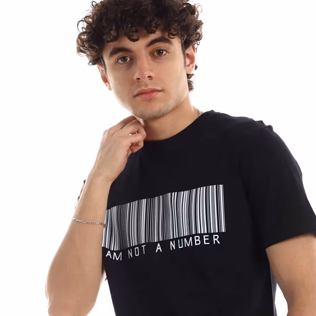 ME-91_4.avif تيشرت رجالي نص كم حوض قطن - اسود - الصورة 1