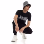 ⁦تيشرت رجالي نص كم حوض قطن  - اسود⁩ - الصورة ⁦6⁩