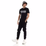 ⁦تيشرت رجالي نص كم حوض قطن  - اسود⁩ - الصورة ⁦5⁩