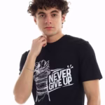 ⁦تيشرت رجالي نص كم حوض قطن  - اسود⁩ - الصورة ⁦4⁩