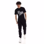 ⁦تيشرت رجالي نص كم حوض قطن  - اسود⁩ - الصورة ⁦3⁩