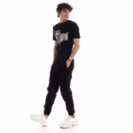 ⁦تيشرت رجالي نص كم حوض قطن  - اسود⁩ - الصورة ⁦2⁩