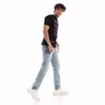 ⁦تيشرت رجالي نص كم حوض قطن  - اسود⁩ - الصورة ⁦3⁩