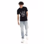 ⁦تيشرت رجالي نص كم حوض قطن  - اسود⁩ - الصورة ⁦3⁩
