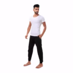 ⁦مجموعه من (2) - نصف كم ممشط 100% قطن صافي - ابيض⁩ - الصورة ⁦4⁩