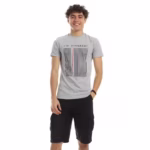 تيشرت رجالي نص كم حوض قطن  - رصاصي