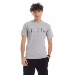 تيشرت رجالي نص كم حوض قطن  - رصاصي