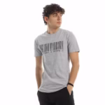 ⁦تيشرت رجالي نص كم حوض قطن  - رصاصي⁩ - الصورة ⁦2⁩