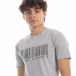 ⁦تيشرت رجالي نص كم حوض قطن  - رصاصي⁩ - الصورة ⁦6⁩