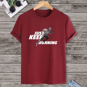 تيشيرت نبيتي بطبعة Just Keep Running من الأمام