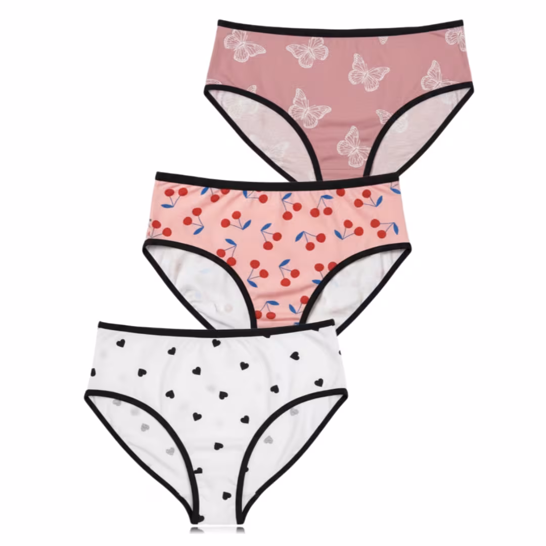 1080 مجموعة من (3) اندروير قطن ناعم مطبوع - الوان متعدده - الصورة 1