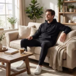 ⁦هودي ساده قطن مبطن من الداخل - اسود⁩ - الصورة ⁦5⁩