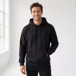 ⁦هودي ساده قطن مبطن من الداخل - اسود⁩ - الصورة ⁦3⁩