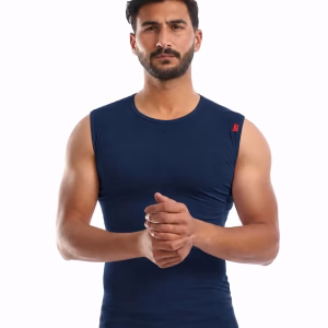 فانلة قطونيل كحلي كت برقبة دائرية من الأمام